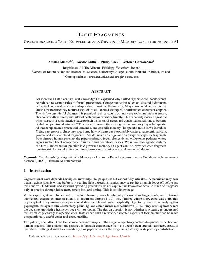 First page of the paper Tacit Fragments